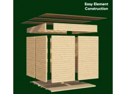 Bertilo Kaminholzregale|Holz-Gartenhaus Alster 245 cm x 122 cm Natur FSC®