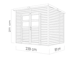 Bertilo Spaten|Rechen|Holz-Gartenhaus Felix 239 cm x 181 cm Natur FSC®