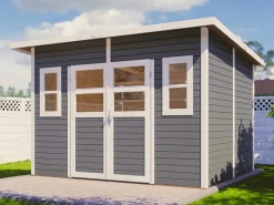 Bertilo Rechen|Holz-Gartenhaus Felix 293 cm x 245 cm Grau FSC®