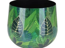 A.H.G. Pavillons|Übertopf Flora mit Blätterprint Ø 21 cm x 17 cm Grün-Gold
