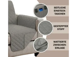 Bestlivings Gartenstuhlauflagen|Sesselschoner Gesteppt 190 x 165 cm Grau