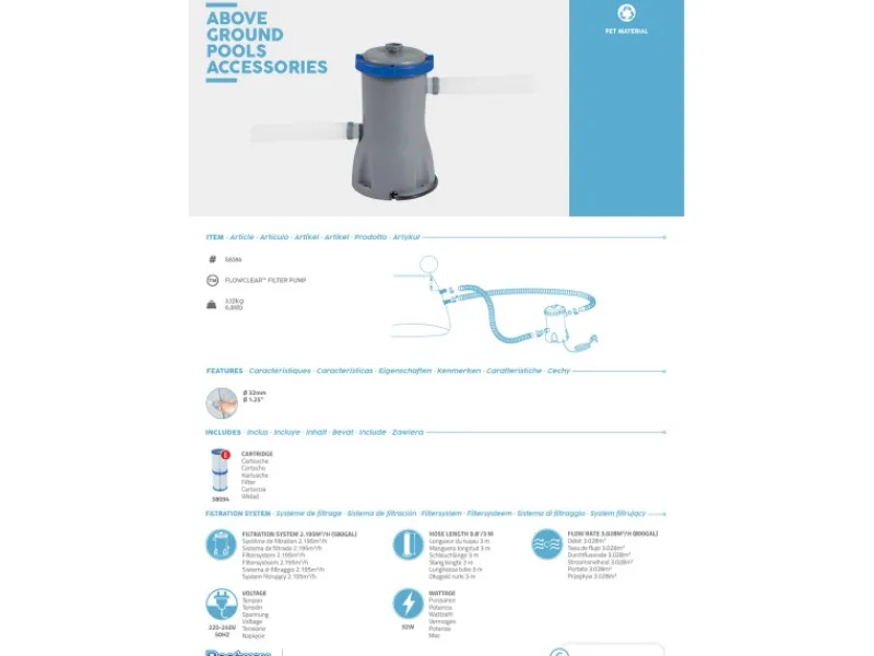 Bestway Pooltechnik|800 gal Pool Filterpumpe