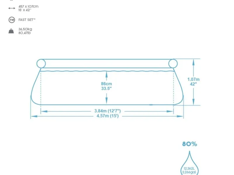 Fast Set Aufstellpool-Set Ø 457 x 107 cm Rund Schiefergrau*Bestway Online