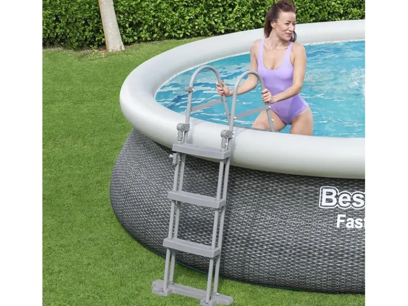 Fast Set Aufstellpool-Set Ø 457 x 107 cm Rund Schiefergrau*Bestway Online