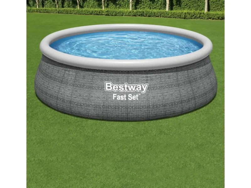 Fast Set Aufstellpool-Set Ø 457 x 122 cm Rund Schiefergrau*Bestway New