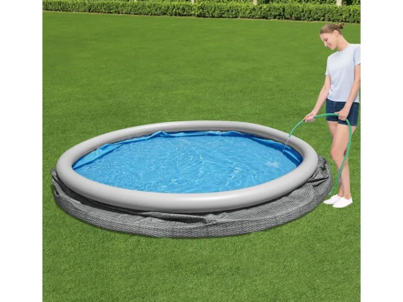 Fast Set Aufstellpool-Set Ø 457 x 122 cm Rund Schiefergrau*Bestway New