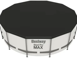 Bestway Aufstellpools|Pool Abdeckung|Flowclear Poolabdeckung PVC Schwarz Ø 366 cm