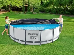 Bestway Aufstellpools|Pool Abdeckung|Flowclear Poolabdeckung PVC Schwarz Ø 366 cm