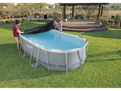 Bestway Pool Abdeckung|PVC-Abdeckplane für Pools Ø 427 x 250 cm Schwarz oval
