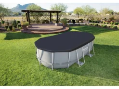 Bestway Pool Abdeckung|PVC-Abdeckplane für Pools Ø 427 x 250 cm Schwarz oval
