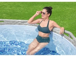 Bestway Aufstellpools|Stahlrahmenpool Set Power Steel Swim Vista 488 x 305 x 107 cm Oval Grau