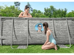 Bestway Aufstellpools|Stahlrahmenpool Set Power Steel Swim Vista 488 x 305 x 107 cm Oval Grau