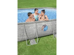 Bestway Aufstellpools|Stahlrahmenpool Set Power Steel Swim Vista 488 x 305 x 107 cm Oval Grau