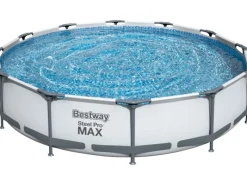 Stahlrahmen-Pool Set Steel Pro Max Frame Ø 366 x 76 cm Rund Lichtgrau*Bestway Sale