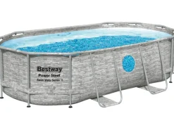 Stahlrahmenpool Set Power Steel Swim Vista 424 x 250 x 100 cm Oval Grau*Bestway Online