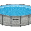 Bestway Pool Abdeckung|Aufstellpools|Stahlrahmenpool Set Power Steel Swim Vista Ø 549 cm x 122 cm Rund Grau