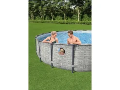 Bestway Pool Abdeckung|Aufstellpools|Stahlrahmenpool Set Power Steel Swim Vista Ø 549 cm x 122 cm Rund Grau