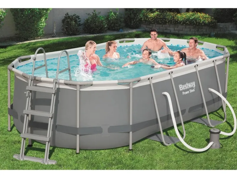 Bestway Aufstellpools|Stahlrahmenpool-Set Power Steel 427 cm x 250 cm x 100 cm Oval