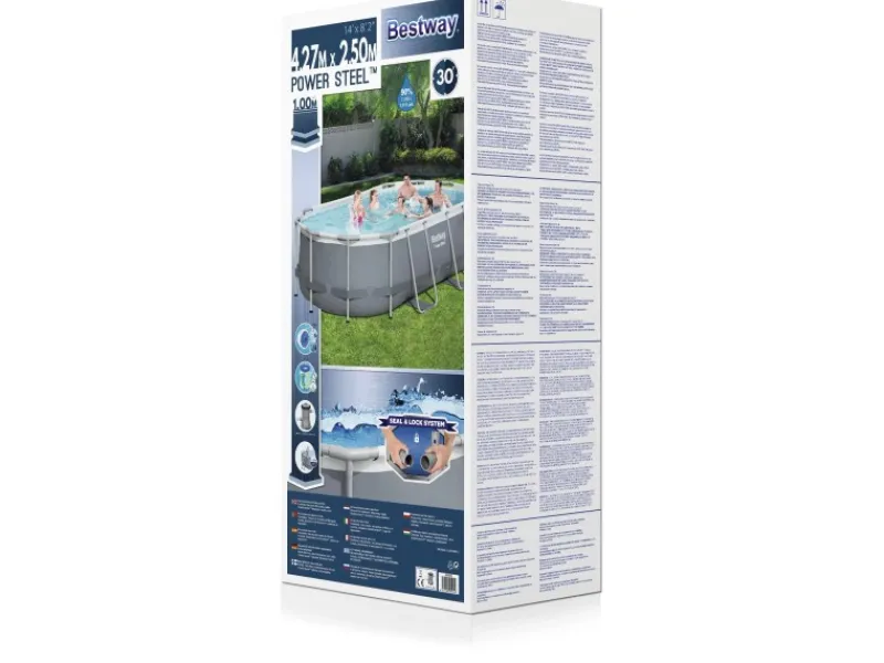 Bestway Aufstellpools|Stahlrahmenpool-Set Power Steel 427 cm x 250 cm x 100 cm Oval