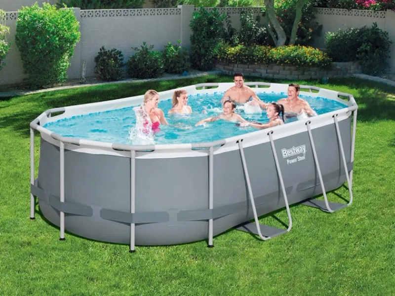 Bestway Aufstellpools|Stahlrahmenpool-Set Power Steel 427 cm x 250 cm x 100 cm Oval