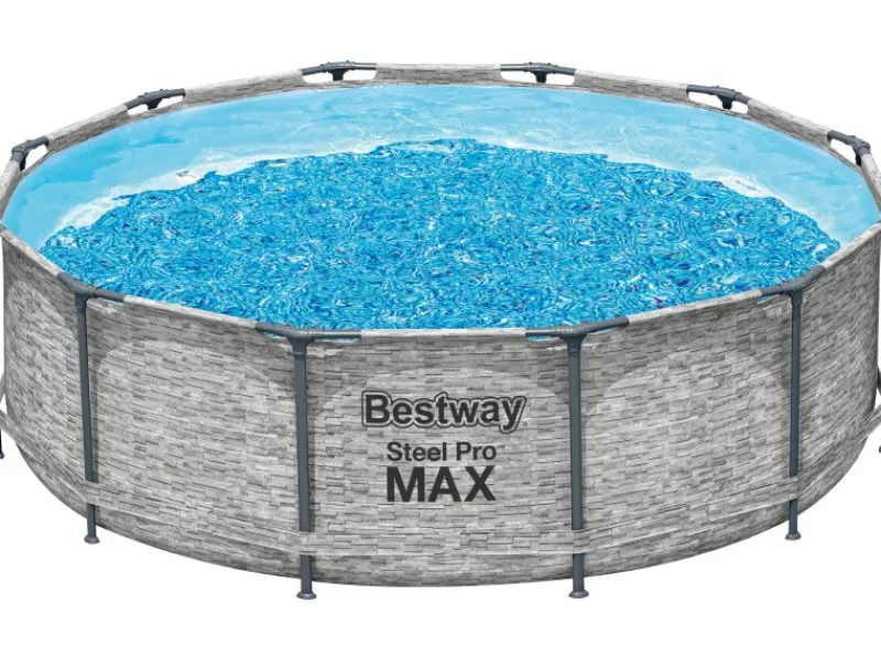 Bestway Aufstellpools|Stahlrahmenpool-Set Steel Pro MAX Frame Ø 366 x 100 cm Rund Grau