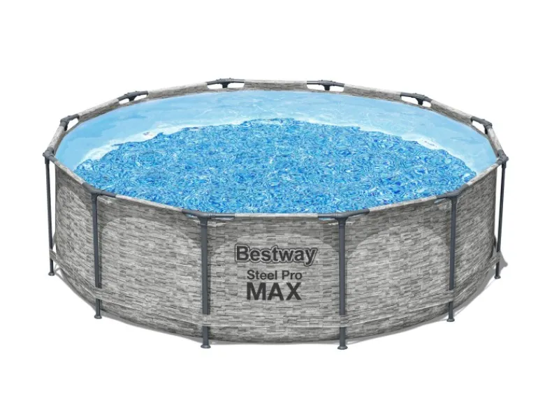 Bestway Aufstellpools|Stahlrahmenpool-Set Steel Pro MAX Frame Ø 366 x 100 cm Rund Grau