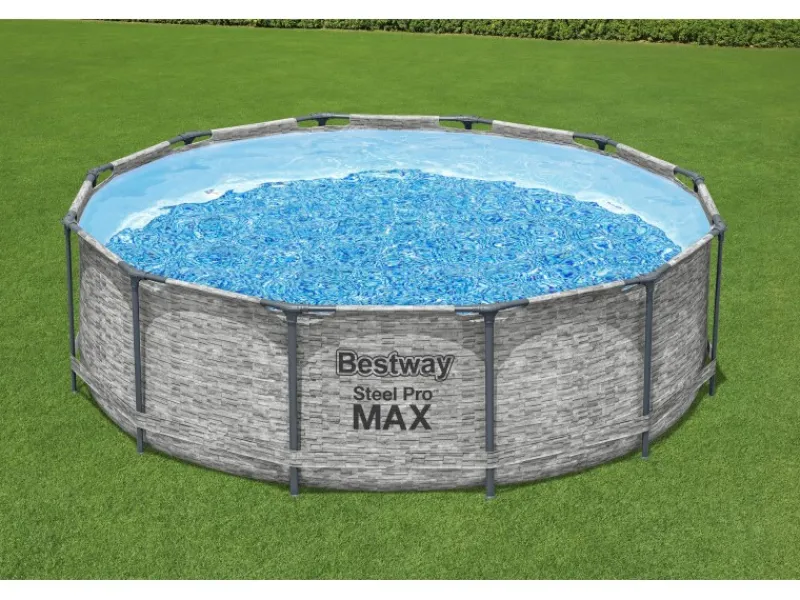 Bestway Aufstellpools|Stahlrahmenpool-Set Steel Pro MAX Frame Ø 366 x 100 cm Rund Grau