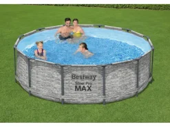 Bestway Aufstellpools|Stahlrahmenpool-Set Steel Pro MAX Frame Ø 366 x 100 cm Rund Grau