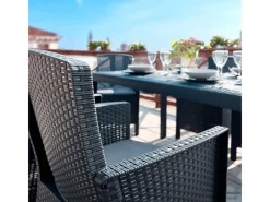 BICA Sitzkissen|Diningset 5 tlg. Lido, 4 Sessel inkl Sitzkissen und Tisch Dallas, Anthrazit