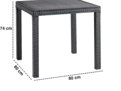 BICA Sitzkissen|Diningset 5 tlg. Lido, 4 Sessel inkl Sitzkissen und Tisch Dallas, Anthrazit