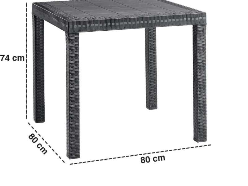 BICA Sitzkissen|Diningset 5 tlg. Lido, 4 Sessel inkl Sitzkissen und Tisch Dallas, Anthrazit