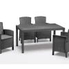 BICA Gartenmöbel-Sets|Sitzkissen|Lido Wetterfestes Balkonset 5-tlg. mit 4 Sessel inkl. Sitzkissen und Tisch Houston Graphit
