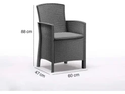 BICA Gartenmöbel-Sets|Sitzkissen|Lido Wetterfestes Balkonset 5-tlg. mit 4 Sessel inkl. Sitzkissen und Tisch Houston Graphit