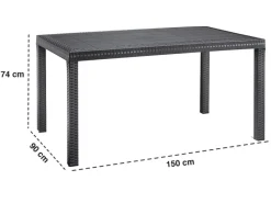 BICA Gartenmöbel-Sets|Sitzkissen|Lido Wetterfestes Balkonset 7-tlg. mit 6 Sessel inkl. Sitzkissen und Tisch Houston Graphit