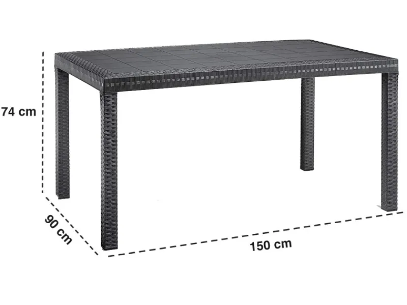 BICA Gartenmöbel-Sets|Sitzkissen|Lido Wetterfestes Balkonset 7-tlg. mit 6 Sessel inkl. Sitzkissen und Tisch Houston Graphit