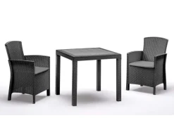 BICA Sitzkissen|Lido Wetterfestes Balkonset 3-tlg. mit 2 Sessel inkl. Sitzkissen und Tisch Dallas Graphit