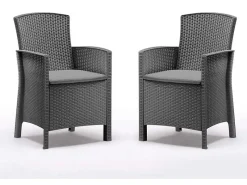 Poltrona 2er Set Lido Sessel inkl. Sitzkissen, Anthrazit, Gartensessel, Wetterfest*BICA Clearance
