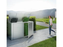 Biohort Gartenschränke|Mülltonnenboxen|Gartenbox HighBoard 200 Silber-Metallic