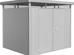 Metall-Gerätehaus HighLine Silber-Metallic 5,6 m² Doppeltür*Biohort Clearance