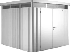 Biohort Sportgeräte|Gartenspielgeräte|Metall-Gerätehaus HighLine Silber-Metallic 6,6 m² Doppeltür
