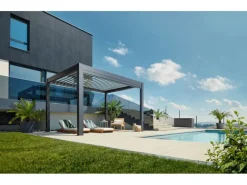 Pergola 255 cm x 404,5 cm x 367,5 cm Dunkelgrau/Silber-Metallic*Biohort Discount