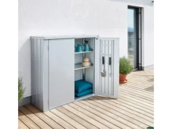 Biohort Gartenschränke|Terrassenschrank Romeo Gr. L Silber HxBxT:  140 cm x 132 cm x 87 cm