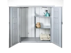 Biohort Gartenschränke|Terrassenschrank Romeo Gr. L Silber HxBxT:  140 cm x 132 cm x 87 cm