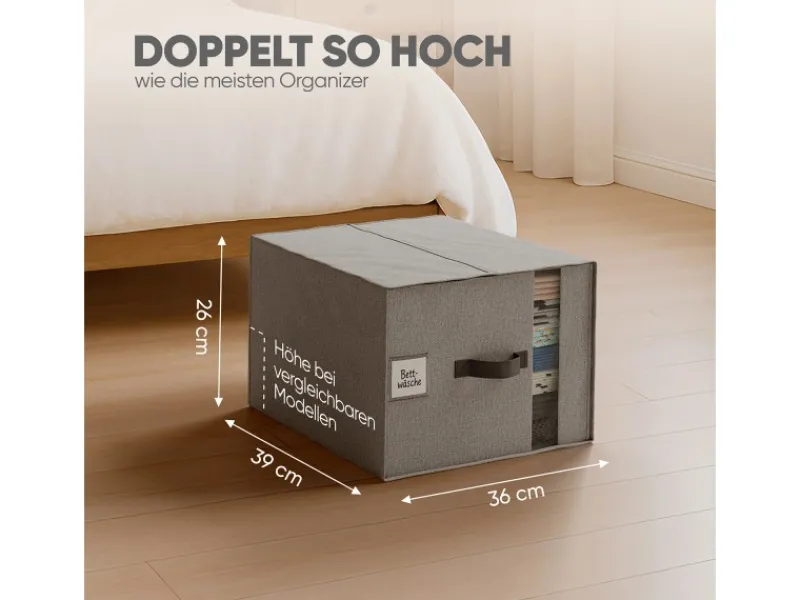 Björn&Schiller Weitere Ordnungssysteme Für Den Garten|Aufbewahrungstasche für Kleidung Set mit 6 Teilen 39×36×26 cm 37 l Leinen Grau