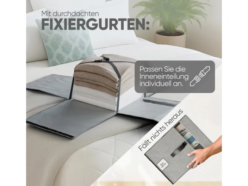 Björn&Schiller Weitere Ordnungssysteme Für Den Garten|Aufbewahrungstasche für Kleidung Set mit 6 Teilen 39×36×26 cm 37 l Leinen Grau