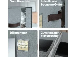 Björn&Schiller Weitere Ordnungssysteme Für Den Garten|Aufbewahrungstasche für Kleidung Set mit 6 Teilen 39×36×26 cm 37 l Leinen Grau