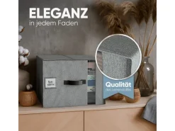 Björn&Schiller Weitere Ordnungssysteme Für Den Garten|Aufbewahrungstasche für Kleidung Set mit 3 Teilen 39×36×26 cm 37 l Leinen Grau