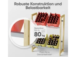 Björn&Schiller Weitere Ordnungssysteme Für Den Garten|Getränkekistenregal für 4 Kisten – Regal aus Bambus und Metall mit Antirutschfüßen