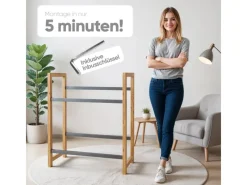 Björn&Schiller Weitere Ordnungssysteme Für Den Garten|Getränkekistenregal für 4 Kisten – Regal aus Bambus und Metall mit Antirutschfüßen