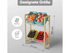 Björn&Schiller Weitere Ordnungssysteme Für Den Garten|Getränkekistenregal für 4 Kisten – Regal aus Bambus und Metall mit Antirutschfüßen